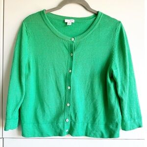 J. Jill Linen Cardigan Green Button Front 3/4 Sleeve Size XS Petite Lightweight